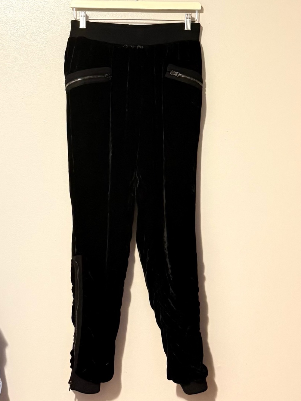 Tom Ford Black Velvet Track Joggers with Zip Accents